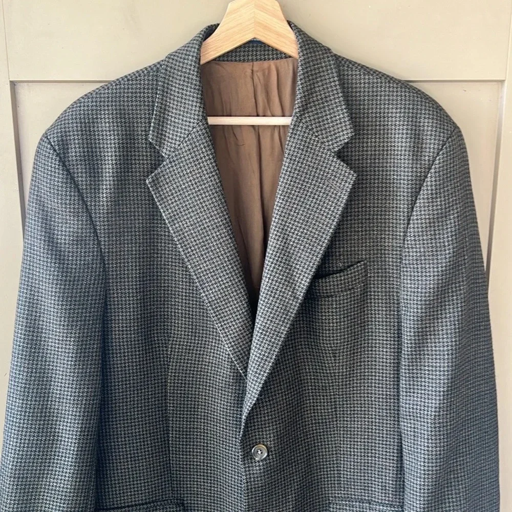 Polo University by Ralph Lauren 100% Wool Gingham Classic Black Brown Blazer 42